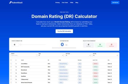 image of SubmitSaaS Domain Rating Calculator