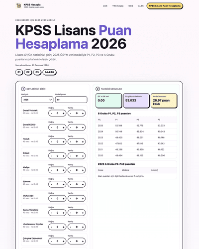 KPSS Puan Hesaplama Aracı